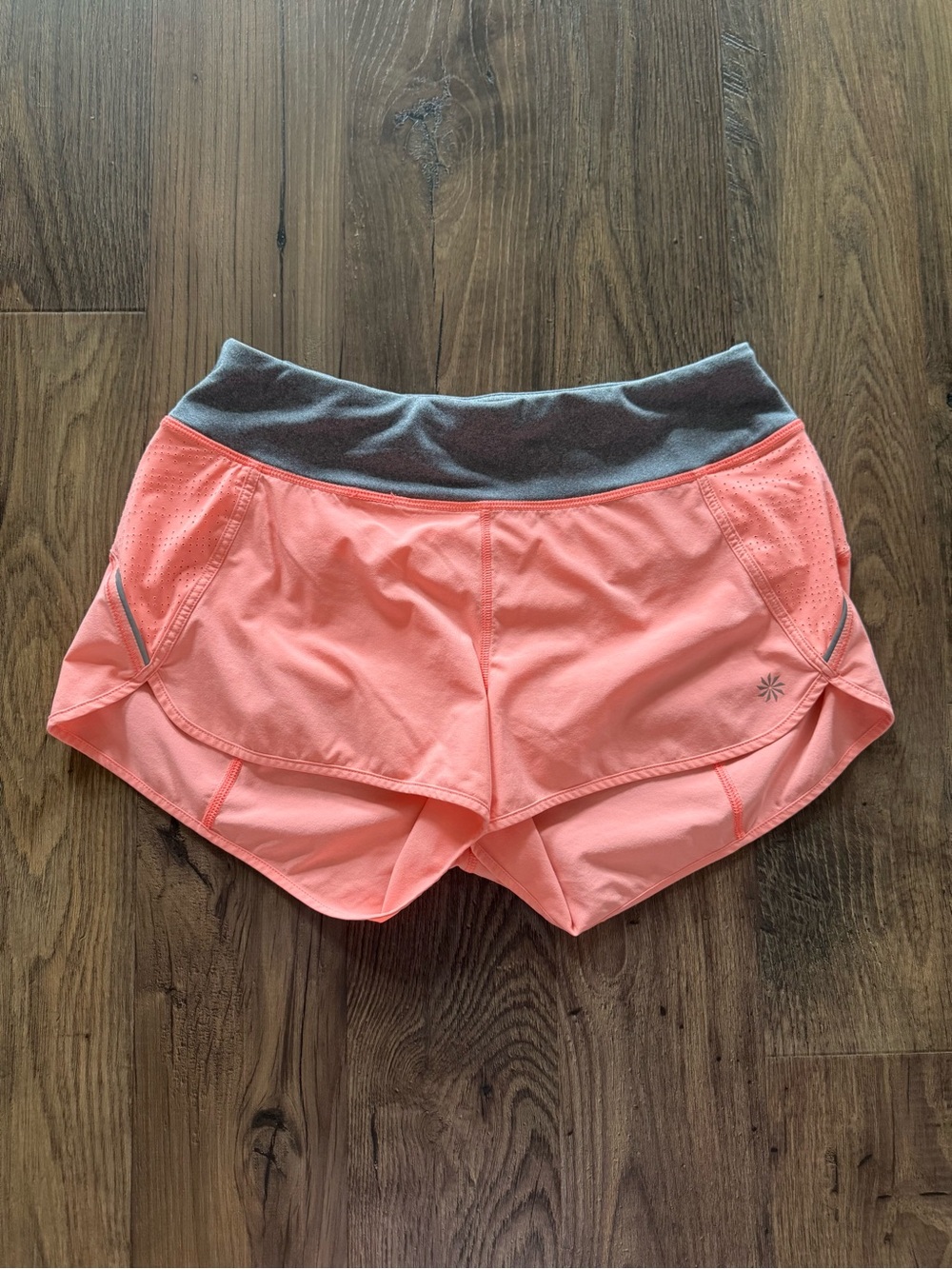 Athleta Speed Shorts - Coral/Grey
